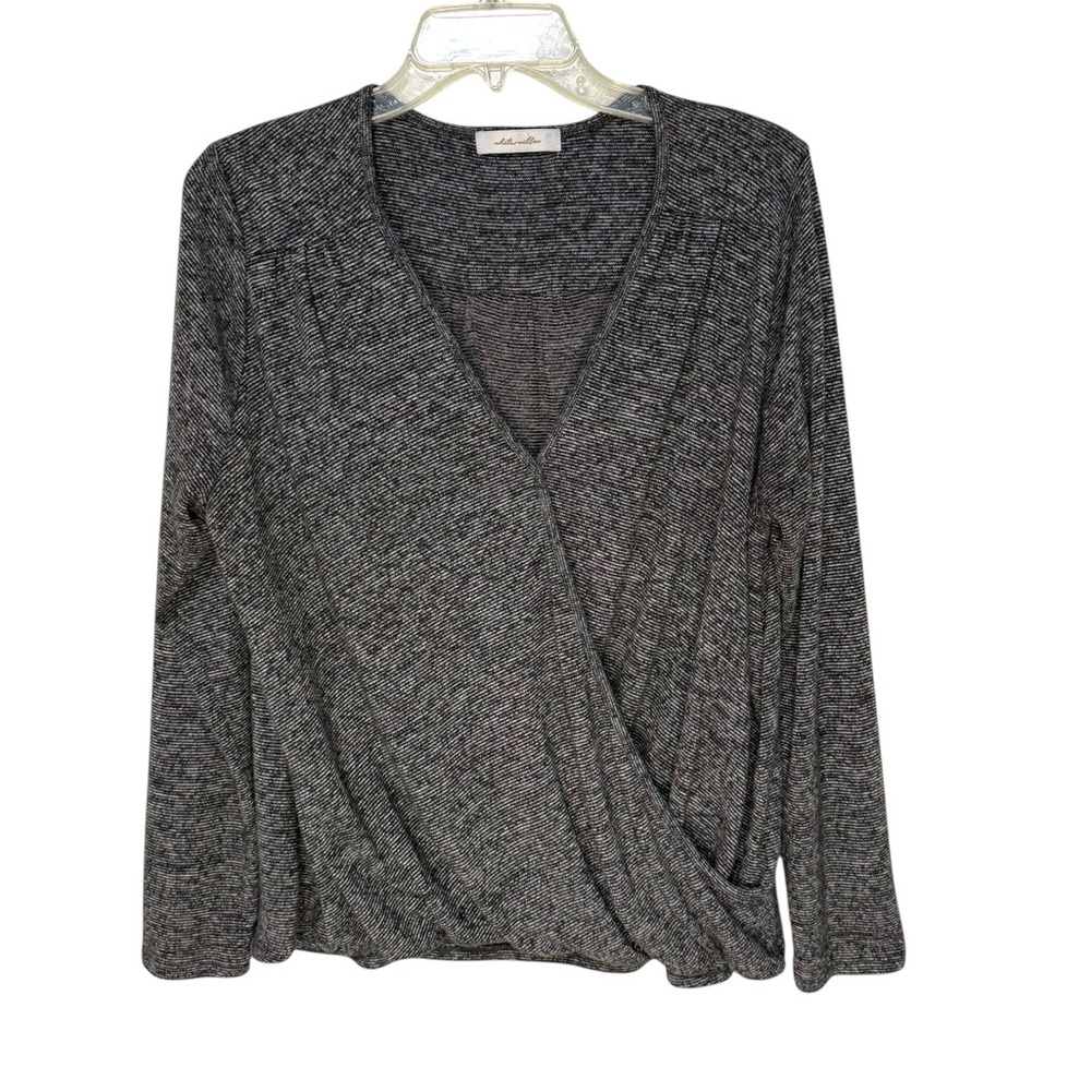 White Willow Very Soft Sweater in Black Heather Crossover Long Sleeve Size L